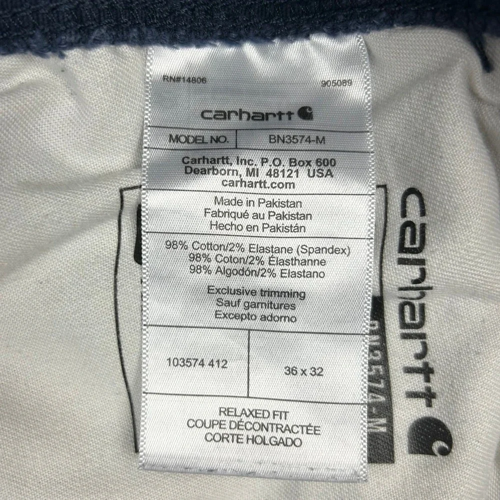 Carhartt Cargo Work Pants Mens 36x32 Blue Rugged Flex Relaxed Fit Canvas Utility
